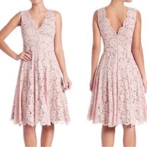Vera Wang Dusty Pink Double V-Neckline Lace Knee Length Dress Size 2 Women's